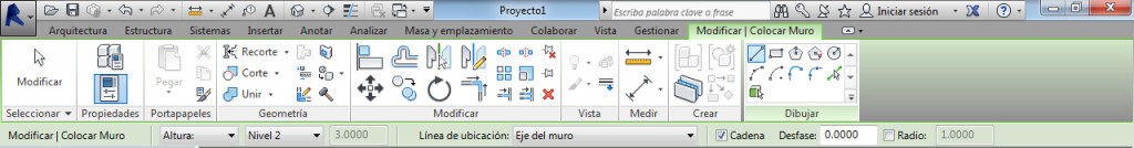 Crear muros con revit - ficha modificar
